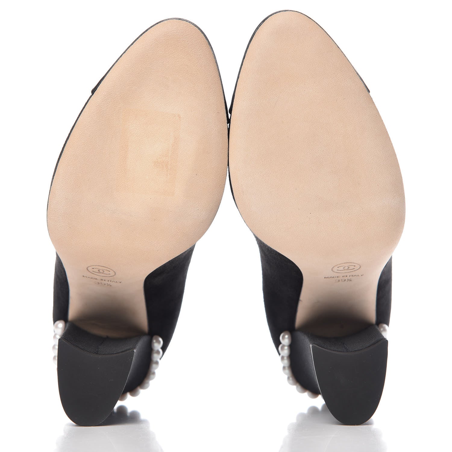 Chanel Suede Grosgrain Pearl CC Cap Toe Pump 39.5 Black 5 of 9