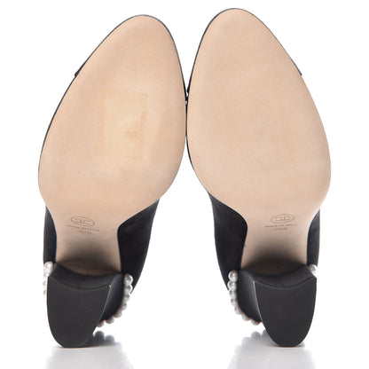 Chanel Suede Grosgrain Pearl CC Cap Toe Pump 39.5 Black 5 of 9