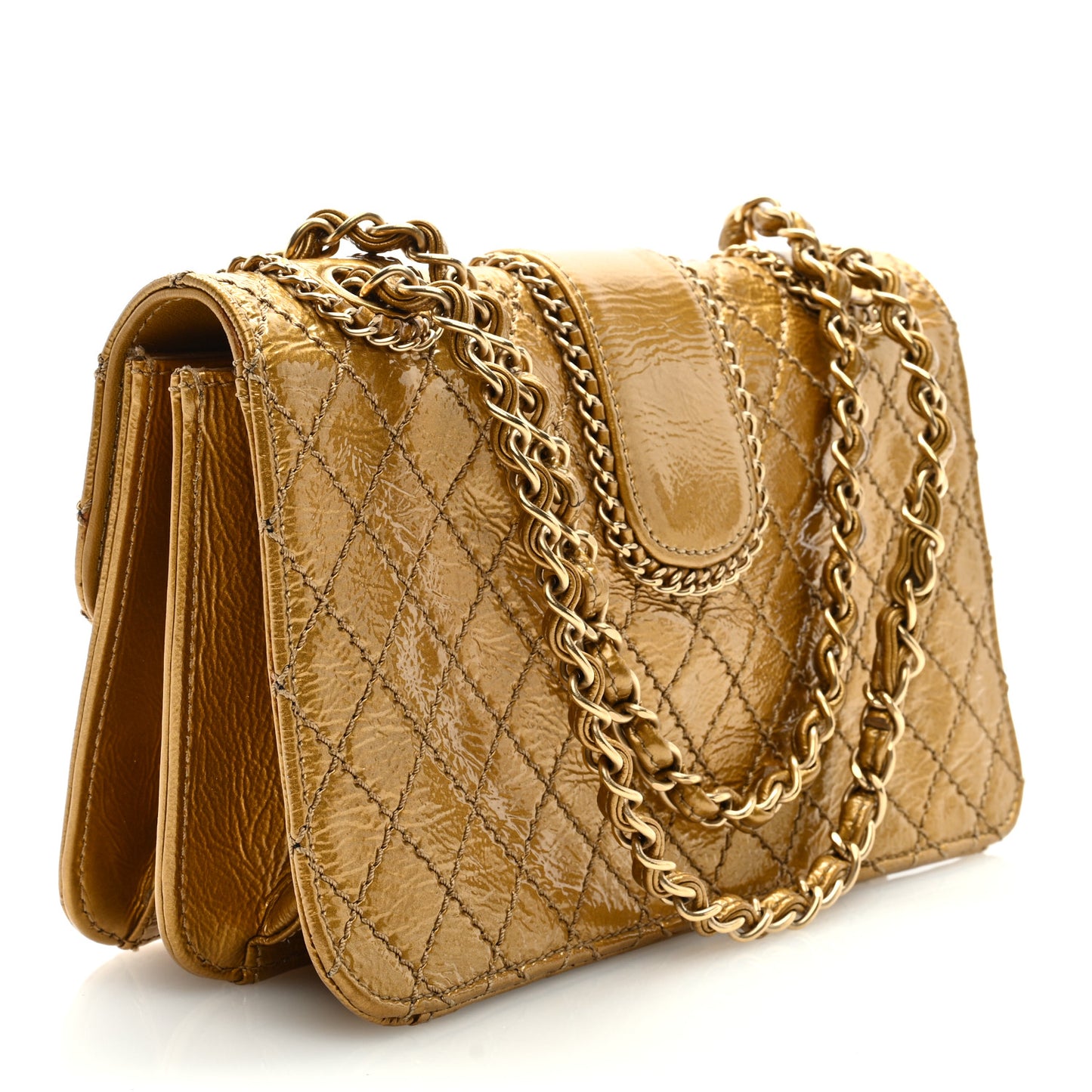 Patent Medium Madison Flap Gold