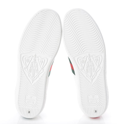 Gucci Calfskin Ayers Bee Embroidered Womens Ace Sneakers 38 White Green 5 of 9