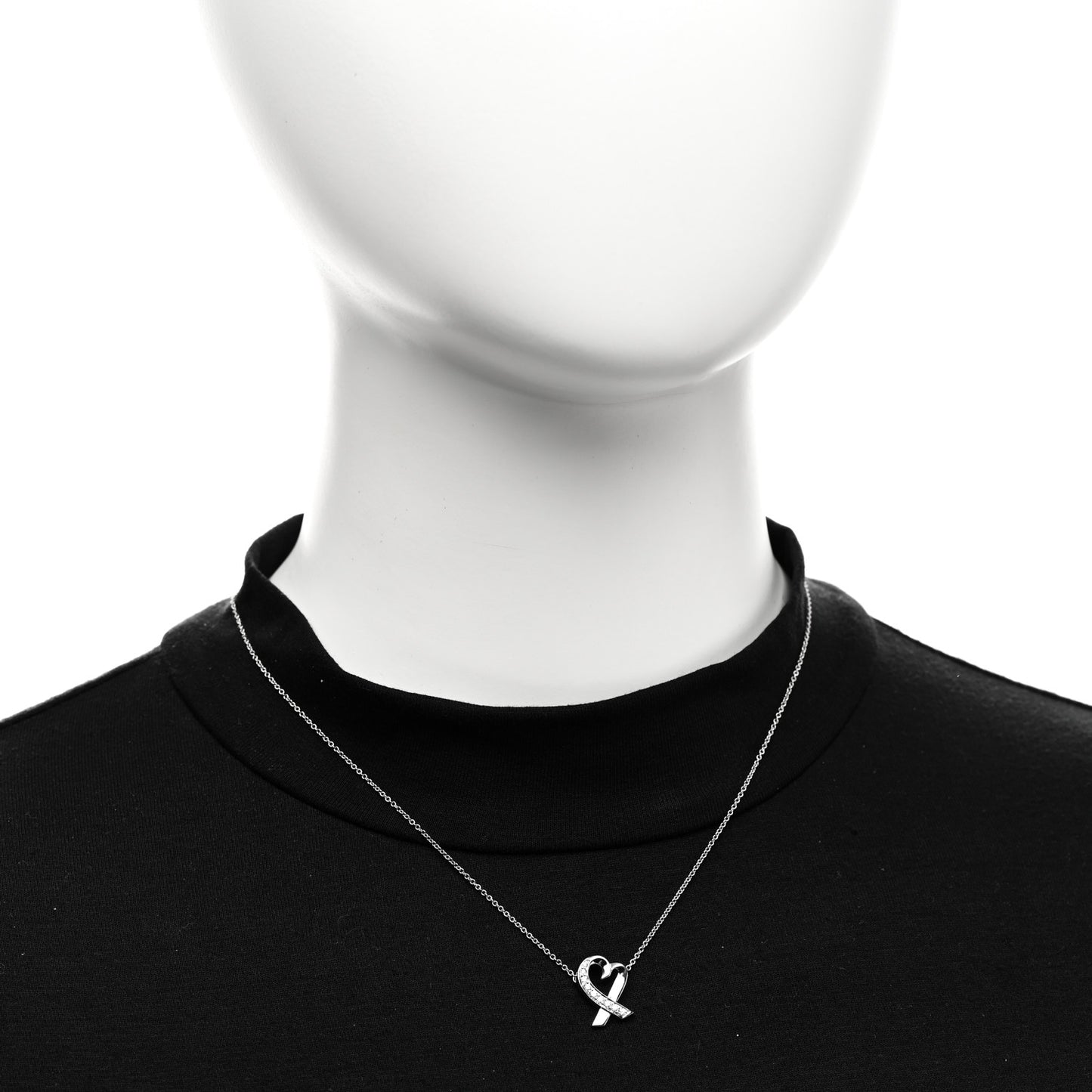 18k White Gold Diamond Small Paloma Picasso Loving Heart Necklace