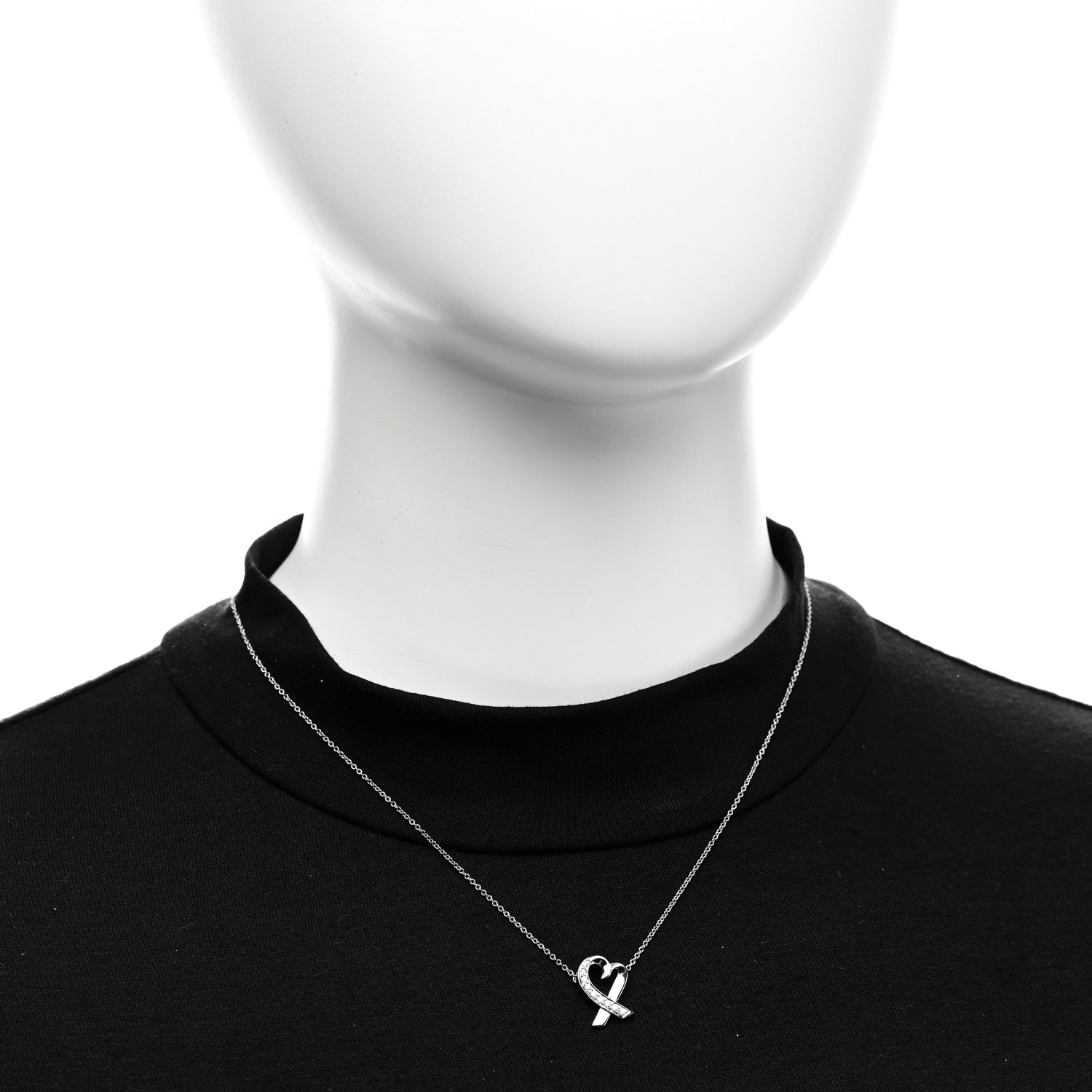 Tiffany 18k White Gold Diamond Small Paloma Picasso Loving Heart Necklace 2 of 6