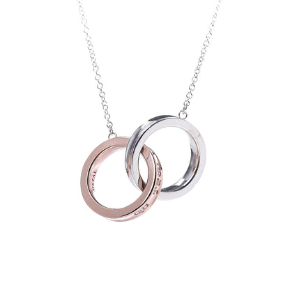 Tiffany Sterling Silver Rubedo 1837 Interlocking Circles Pendant Necklace 4 of 13