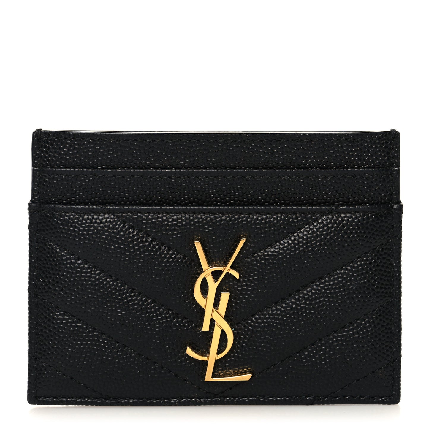 Grain De Poudre Matelasse Chevron Monogram Credit Card Case Black