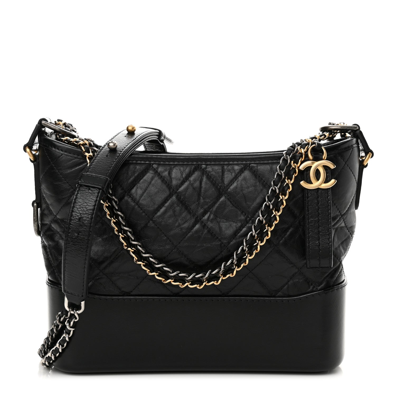 Chanel Aged Calfskin Quilted New Medium Gabrielle Hobo Black 1 of 11