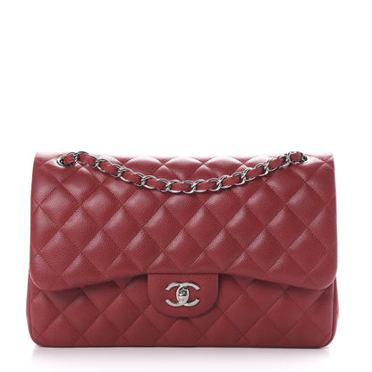 Chanel Caviar Quilted Jumbo Double Flap Red 1 of 10