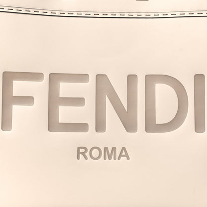 Fendi Vitello King Plexiglass Logo Embossed Large Fendi Sunshine Shopper Tote White Ice 10 of 16
