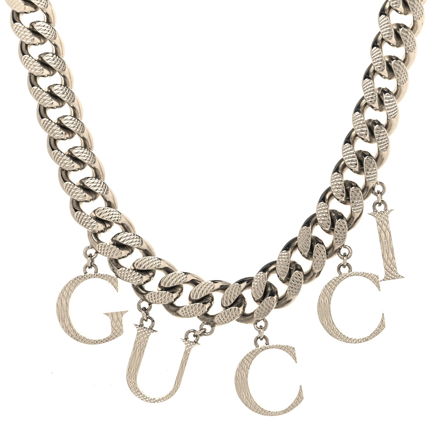 Gucci Metal Script Choker Necklace Silver 1 of 5