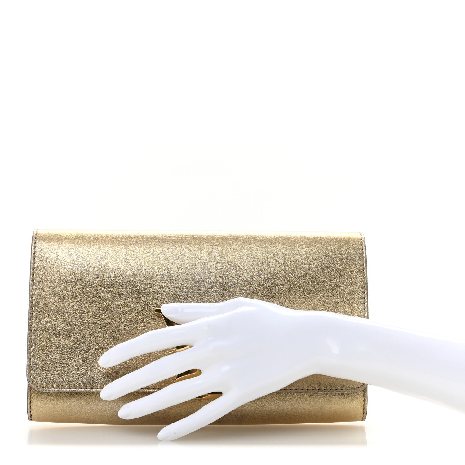 Louis Vuitton Metallic Calfskin Louise Clutch Gold 2 of 13