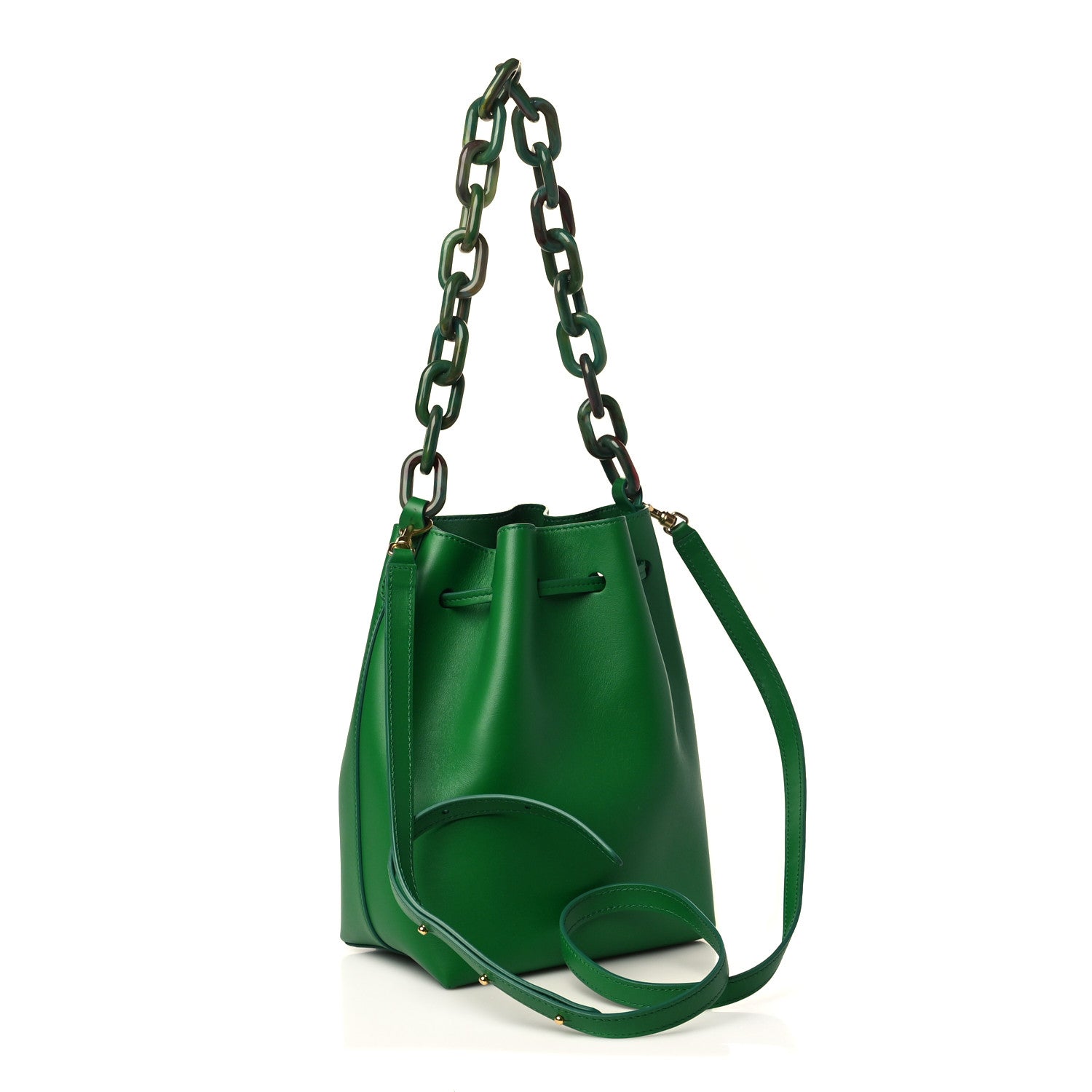 Mansur Gavriel Calfskin Twist Drawstring Bucket Bag Grass 3 of 8