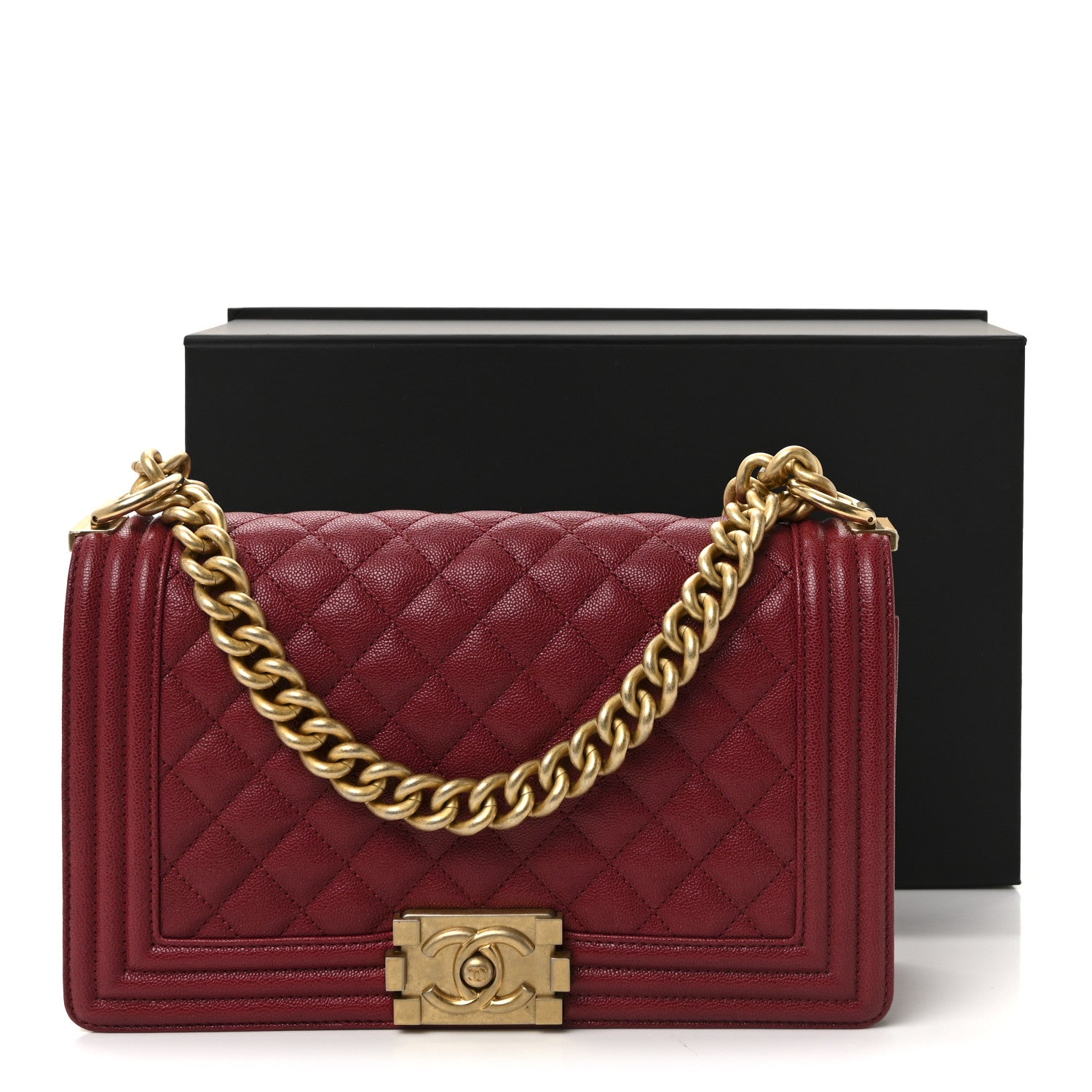 Chanel Caviar Quilted Medium Boy Flap Burgundy 11 of 11