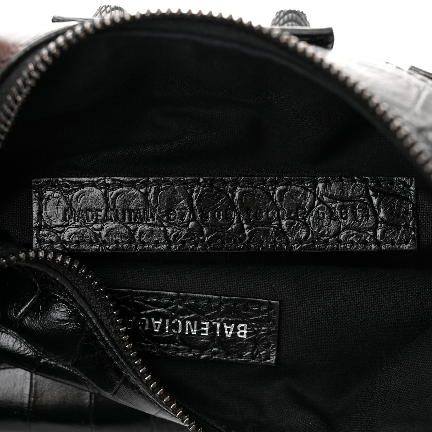 Balenciaga Extra Supple Calfskin Crocodile Embossed Monochrome Le Cagole Shoulder Bag XS Black 8 of 12