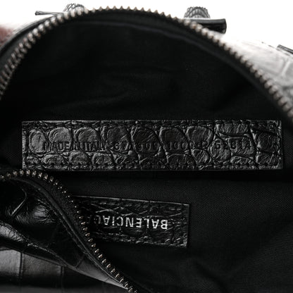 Balenciaga Extra Supple Calfskin Crocodile Embossed Monochrome Le Cagole Shoulder Bag XS Black 8 of 12
