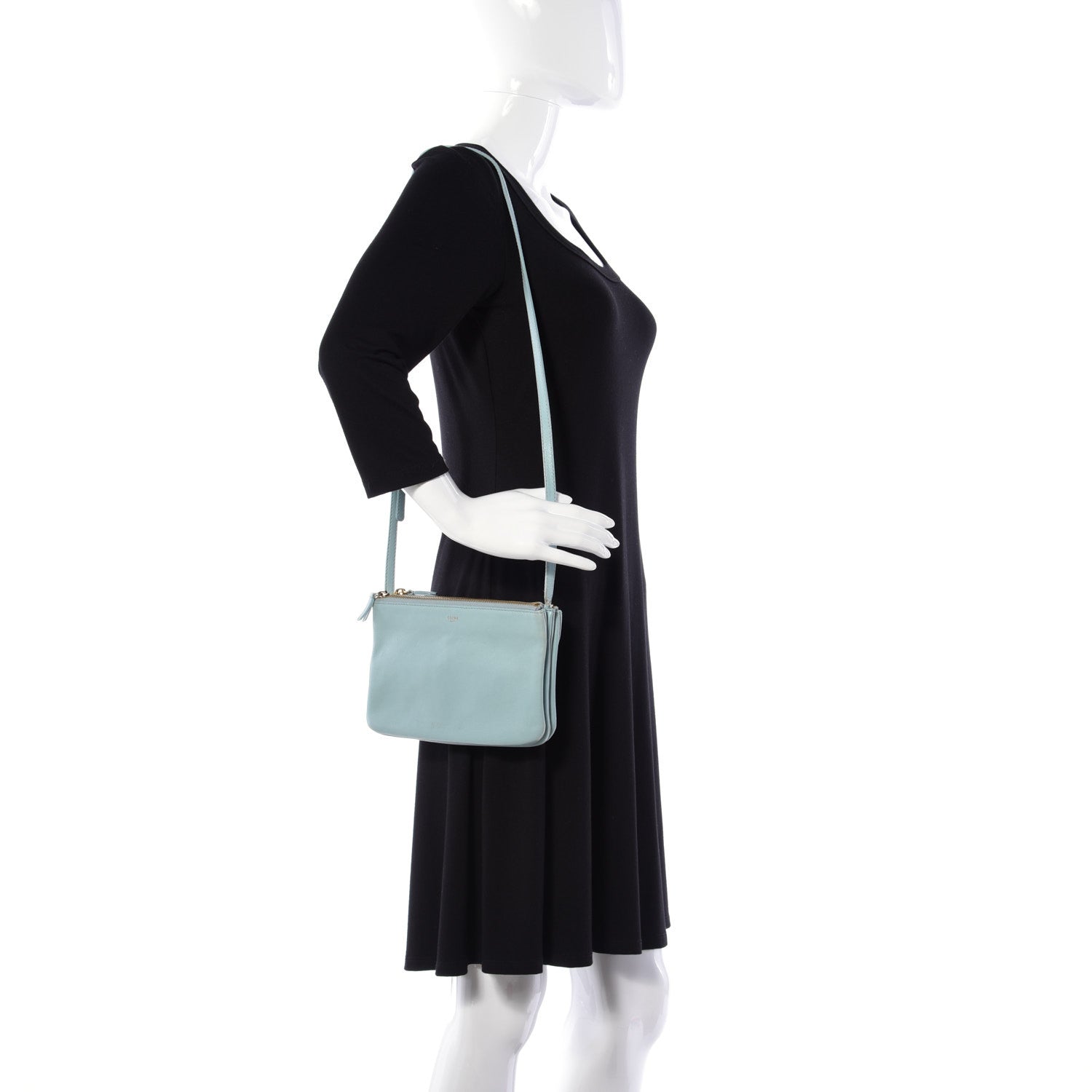 Celine Smooth Lambskin Small Trio Crossbody Bag Jade 2 of 10