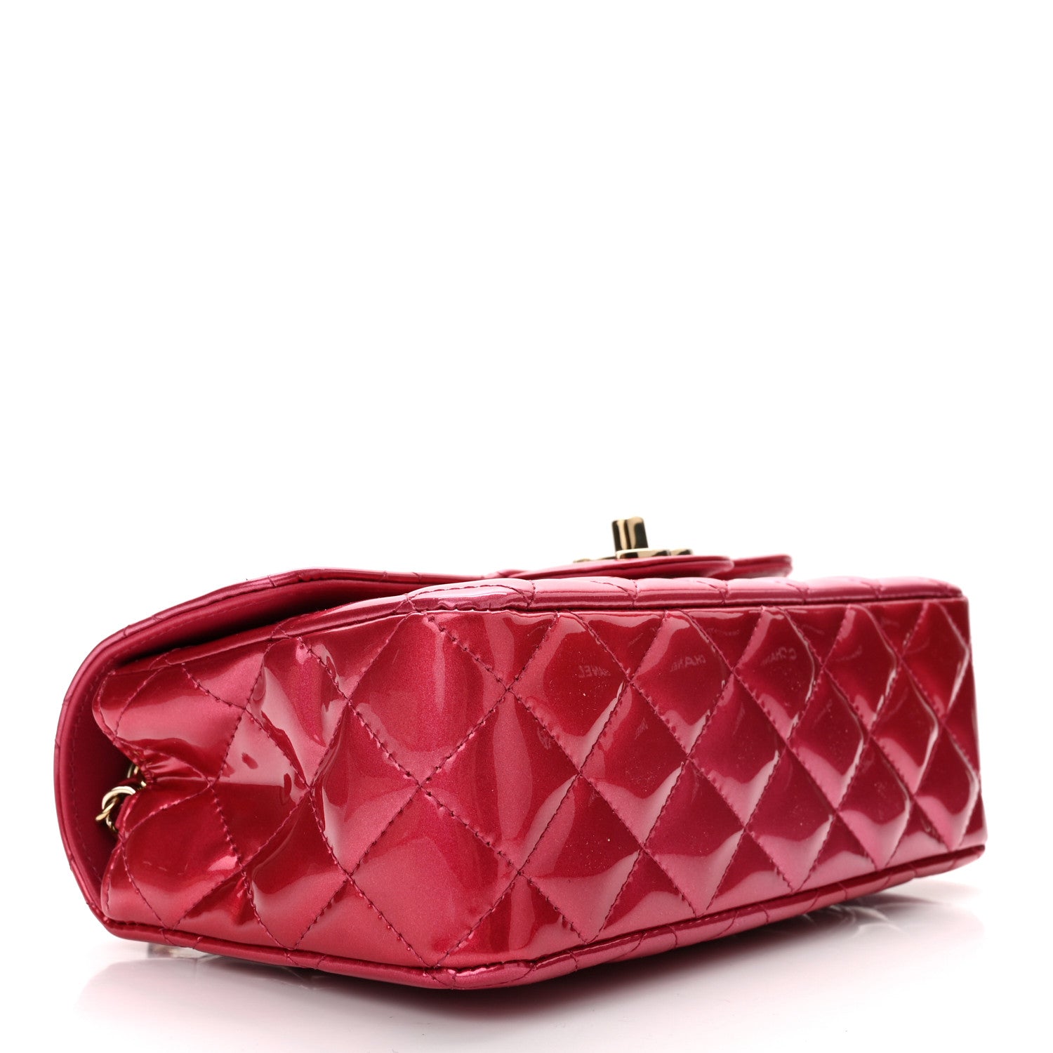 Chanel Shaded Patent Calfskin Quilted Mini Rectangular Flap Pink Dark Pink 4 of 11