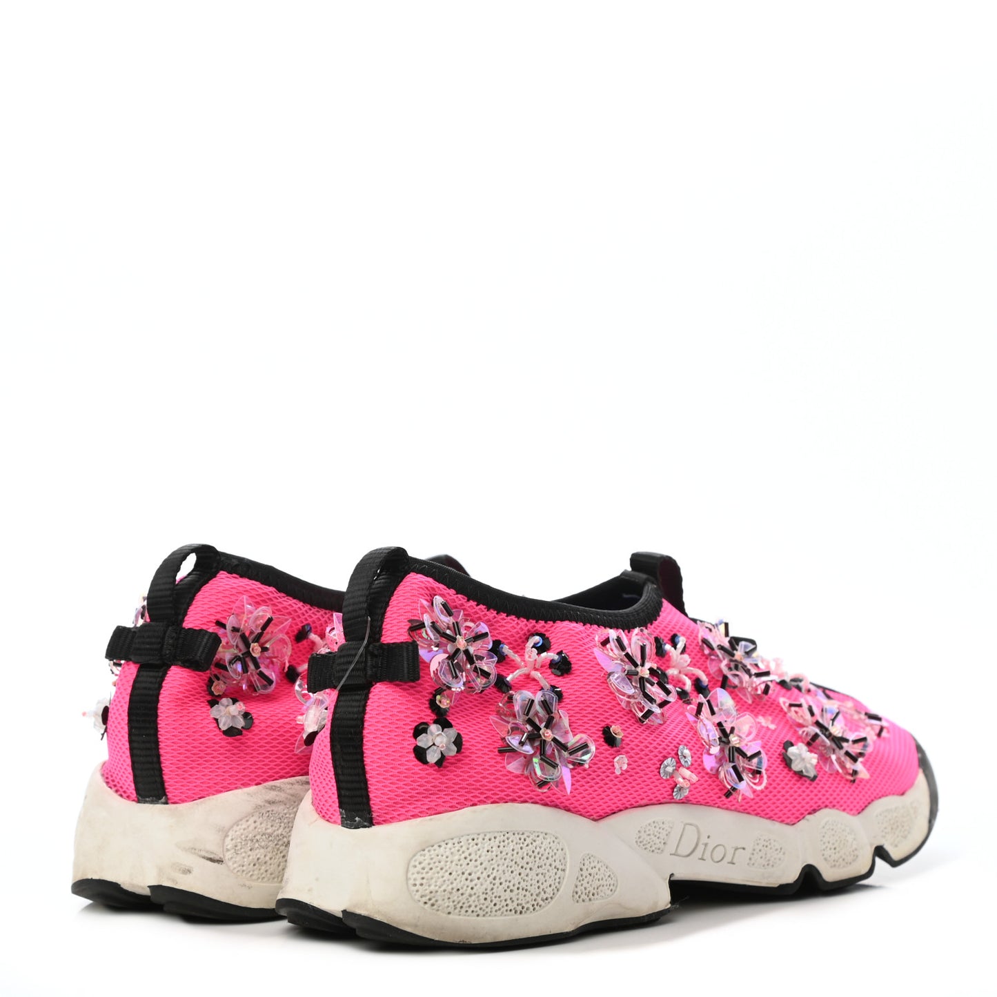 Technical Canvas Embellished Dior Fusion Sneakers 36 Rose Fluo