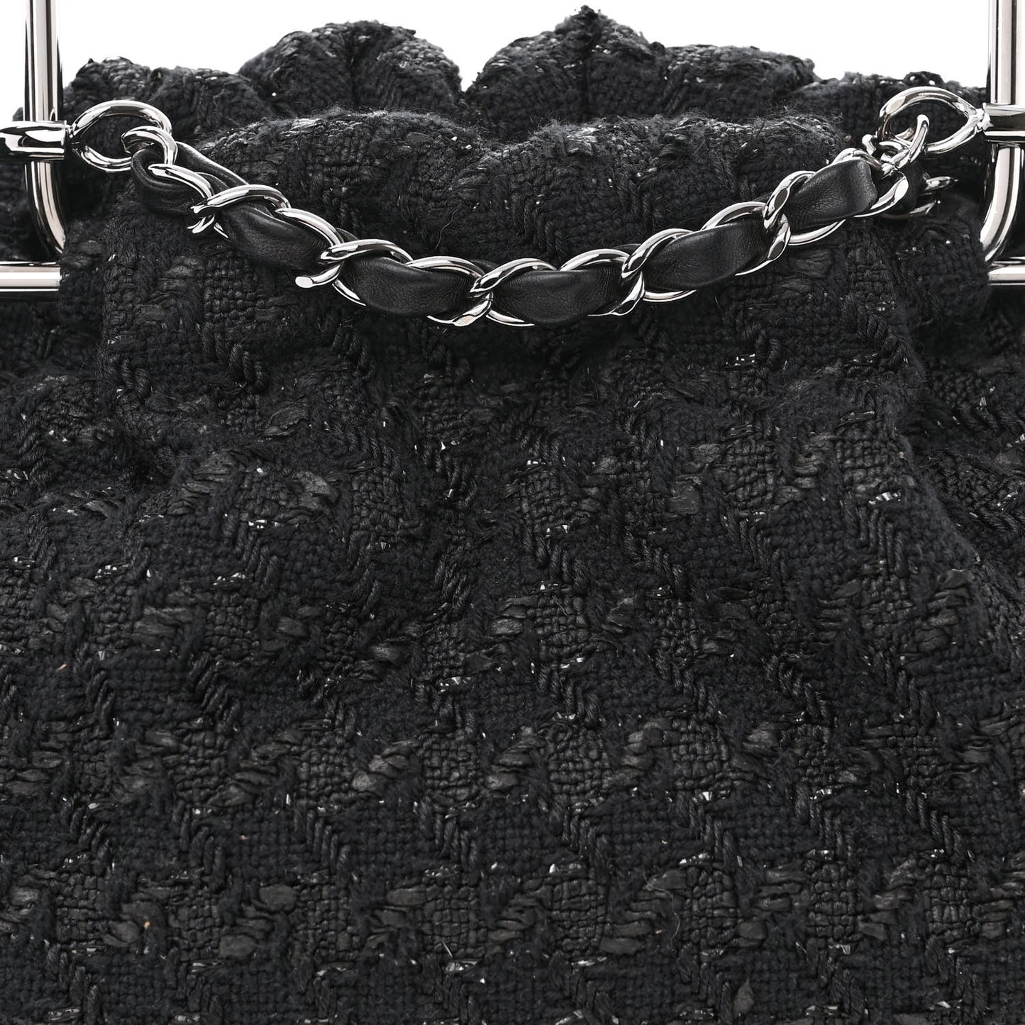 Tweed Boucle Knitting Bag Black
