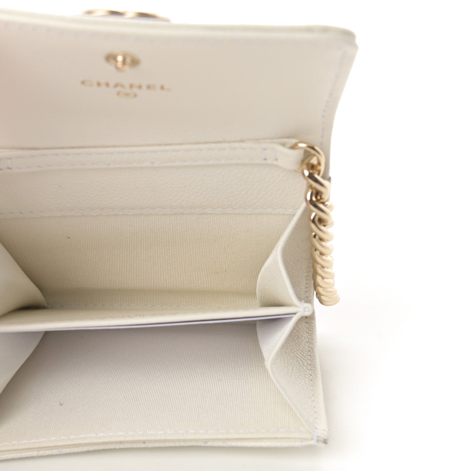 Chanel Caviar Quilted Boy Card Holder On Chain White 5 of 14