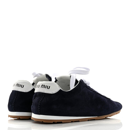 Miu Miu Camoscio Womens Plume Sneakers 39 Bleu 5 of 10