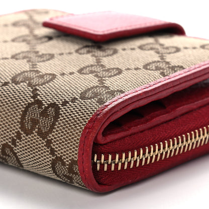 Gucci Monogram Dollar Calfskin Zip Around French Flap Wallet Beige Ebony Rosso 8 of 11