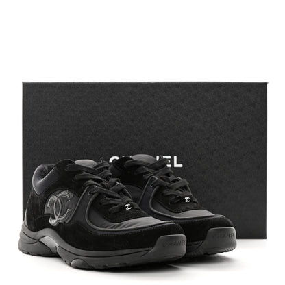 Chanel Fabric Calfskin Suede CC Sneakers 39 Black 9 of 9