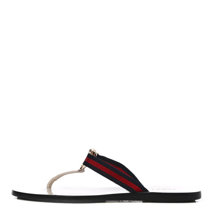 Gucci Nylon Calfskin Web Womens Thong Sandals 35 White Blue Red 1 of 7