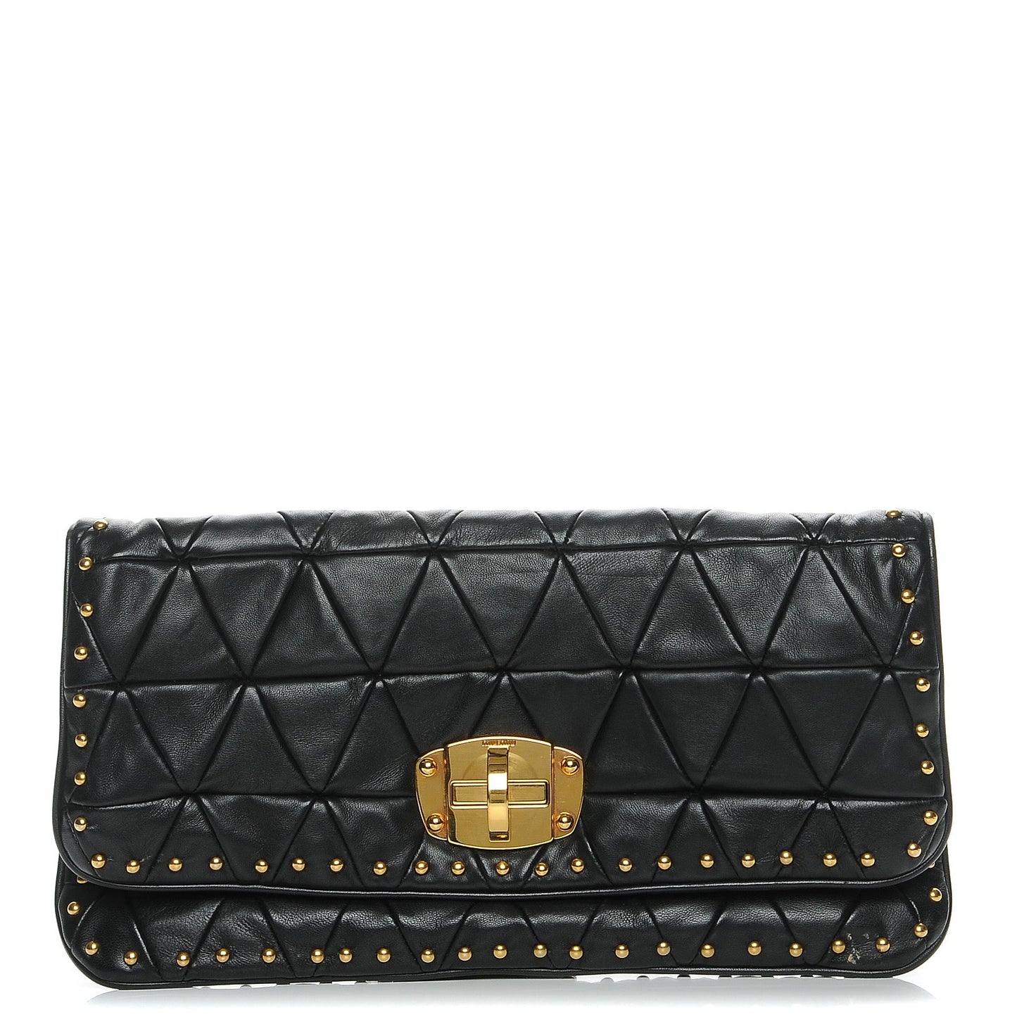 Nappa Quilted Studded Flap Clutch Black