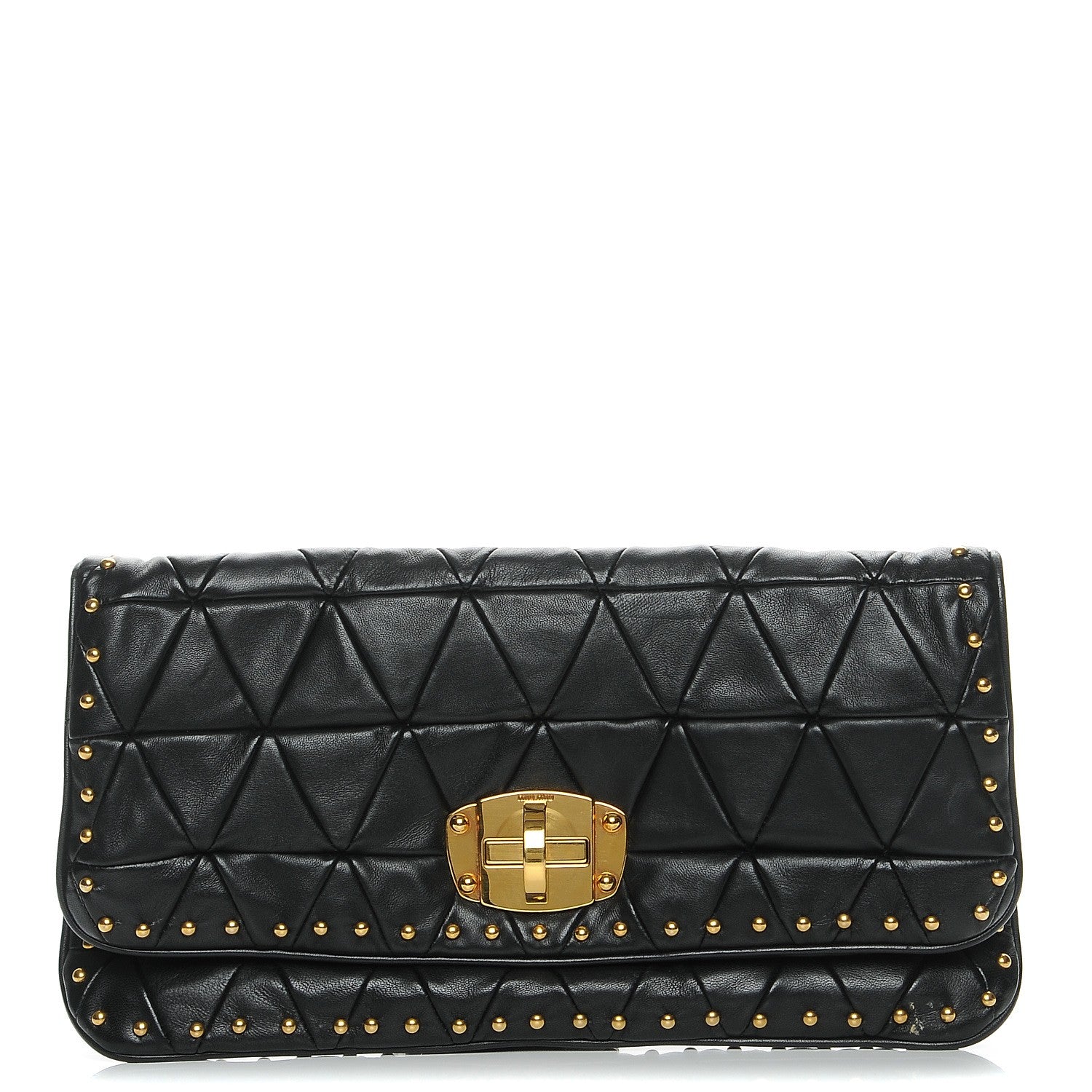 Miu Miu Nappa Quilted Studded Flap Clutch Black 1 of 8