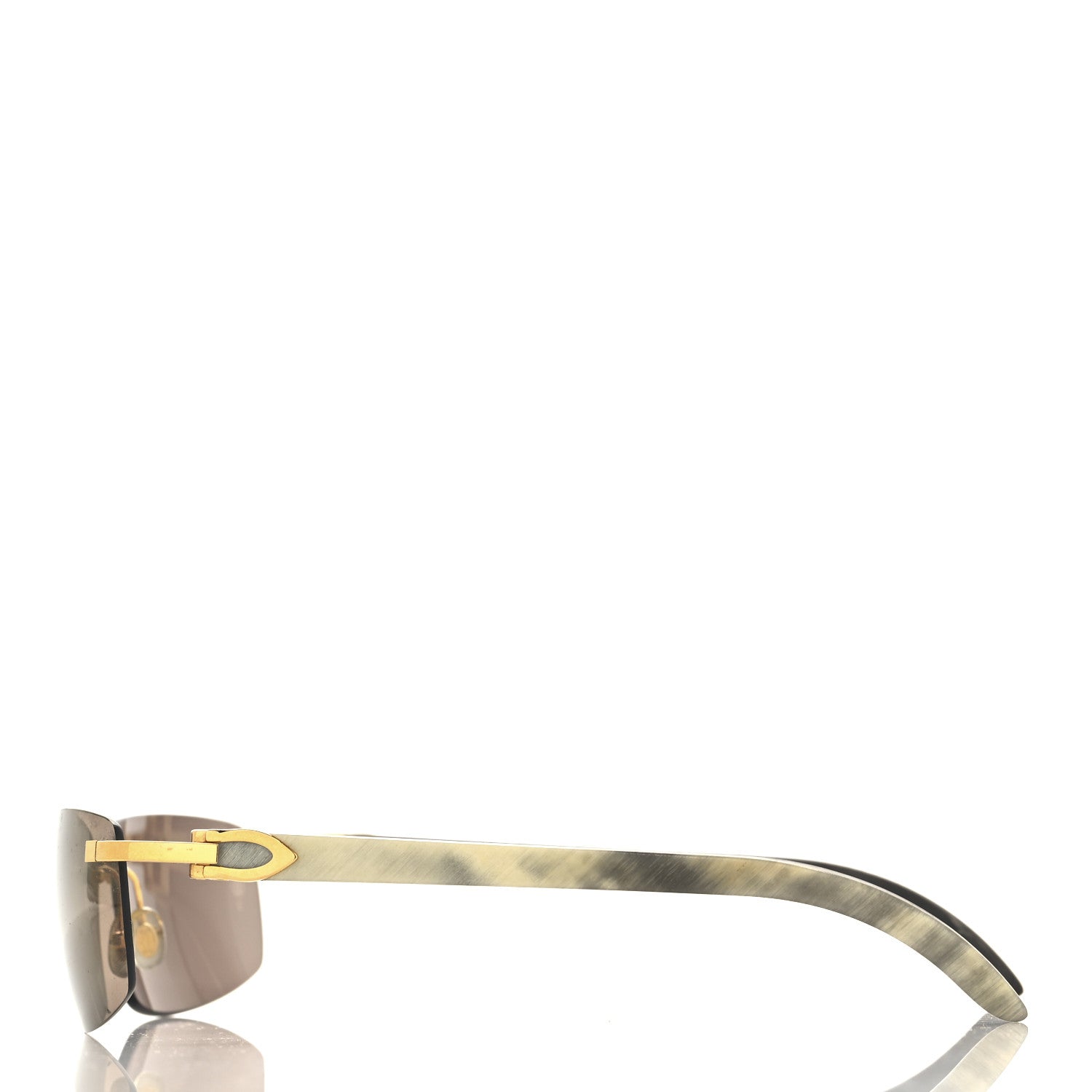 Cartier Metal Buffalo Horn Square Sunglasses Gold 3 of 7