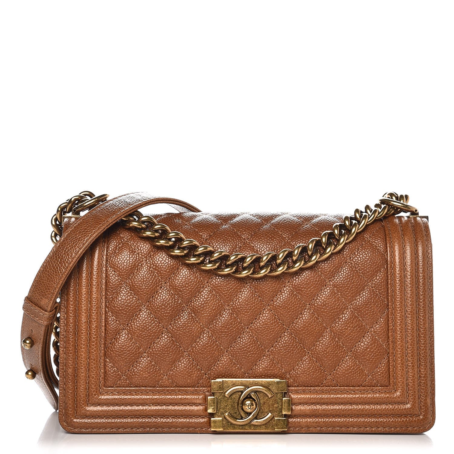 Chanel Caviar Quilted Medium Boy Flap Light Brown 1 of 14