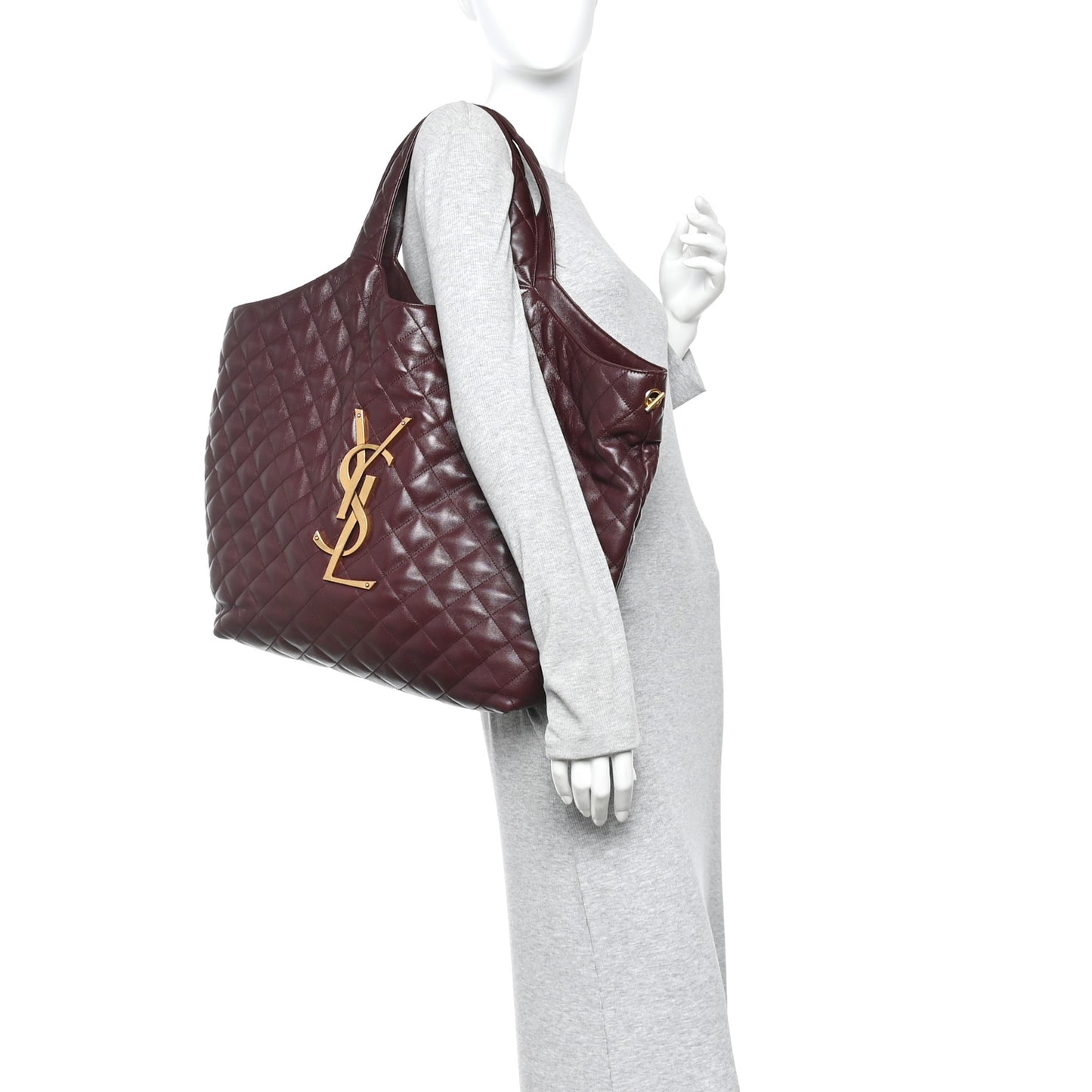 Lambskin Quilted Maxi Icare Shopping Tote Hot Wine