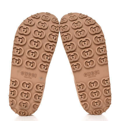 Gucci Soft Rubber Womens Interlocking G Platform 42mm Slide Sandals 38 Vintage Camel 5 of 10
