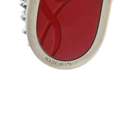 Christian Louboutin Glitter Spikes Womens Roller Boat Flat 37.5 Silver 5 of 5