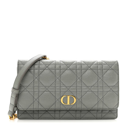 Christian Dior Supple Calfskin Caro Pouch with Chain Cloud Blue 1 of 11
