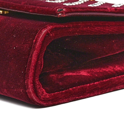 Saint Laurent Velvet Crystal Studded Monogram Small Kate Satchel Red 9 of 9