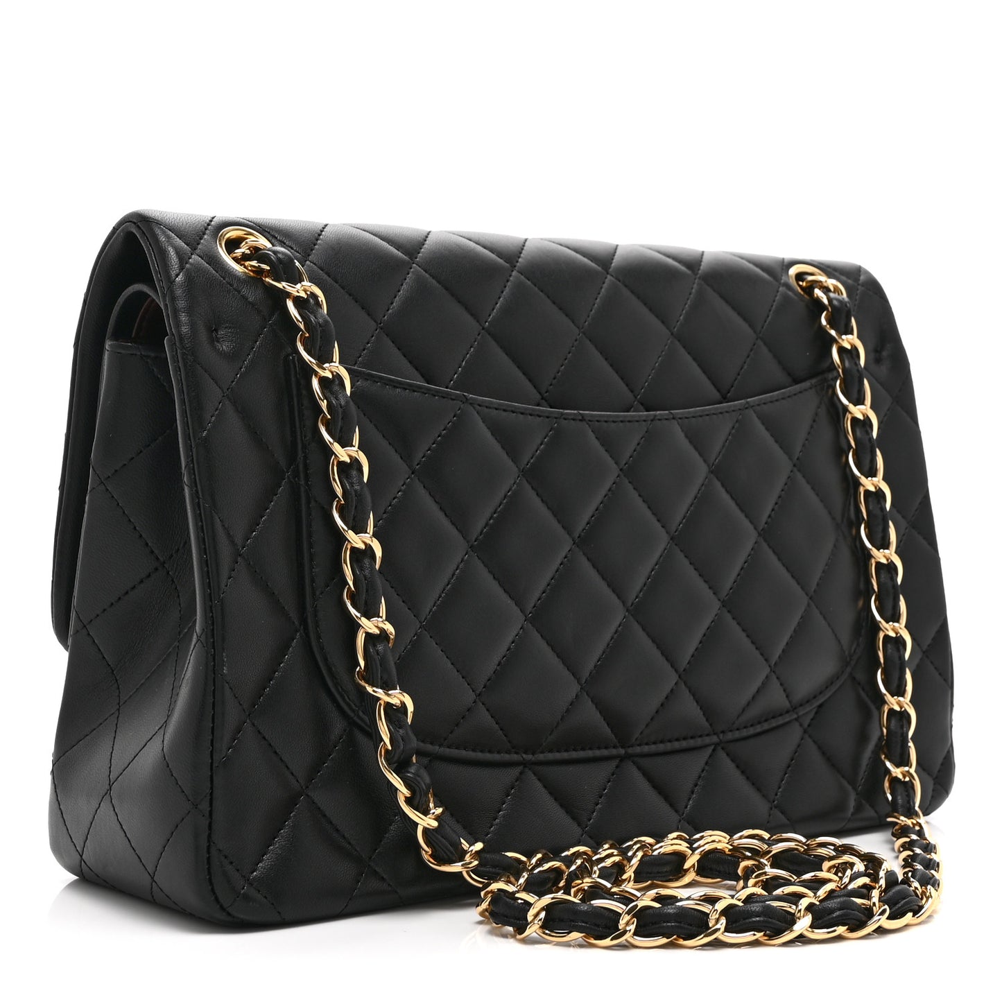 Lambskin Quilted Jumbo Double Flap Black