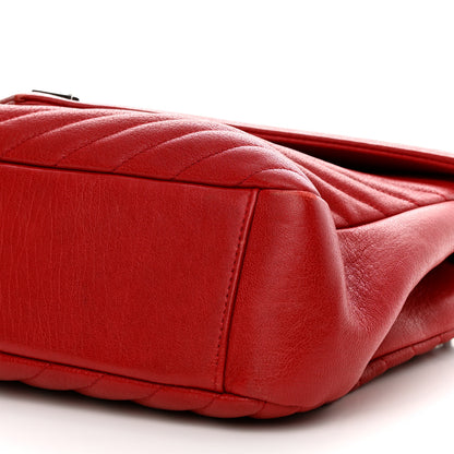 Saint Laurent Sheepskin Matelasse Chevron Large College Monogram Satchel Rouge 10 of 12