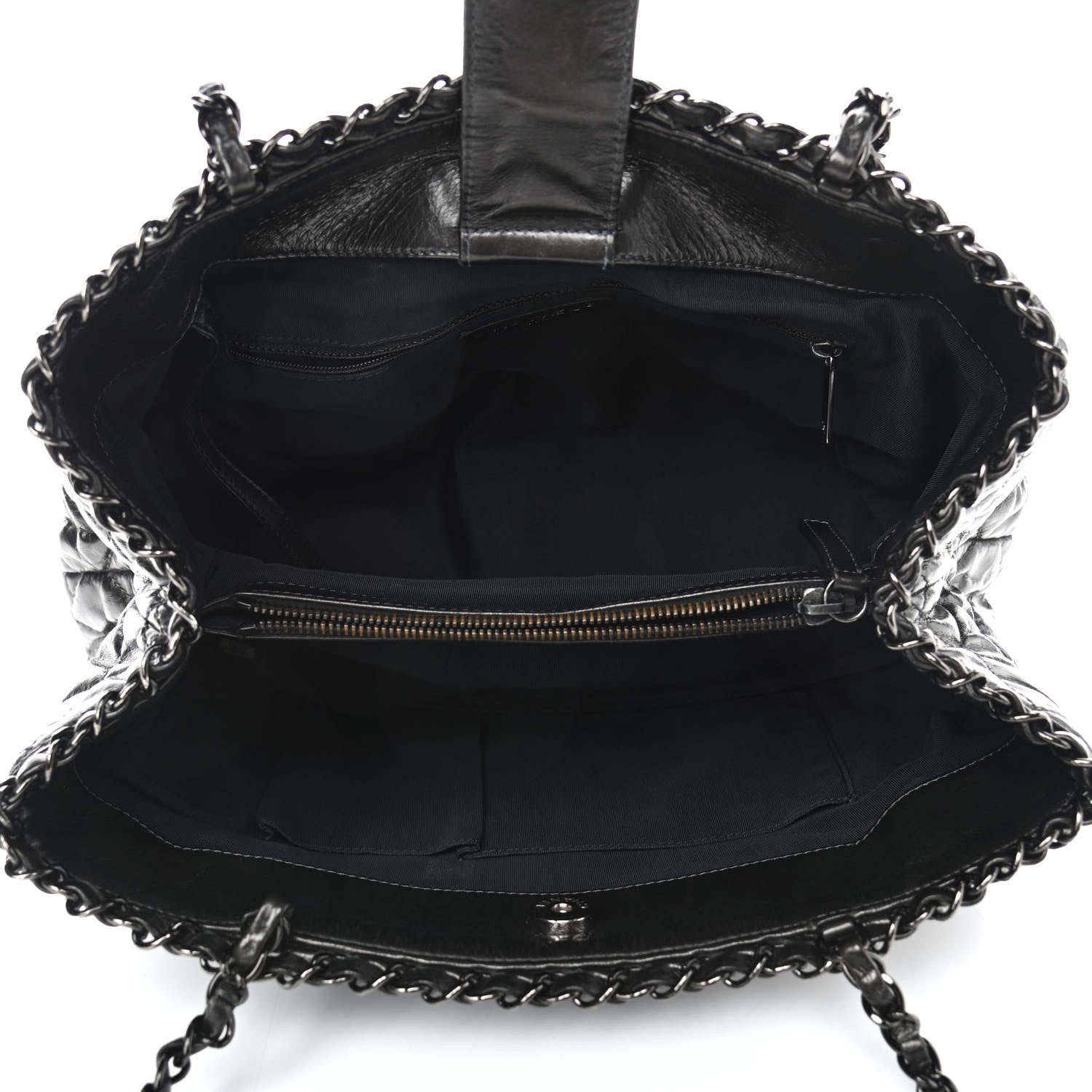 Chanel Calfskin Quilted Small Chain Me Tote Dark Grey 4 of 9