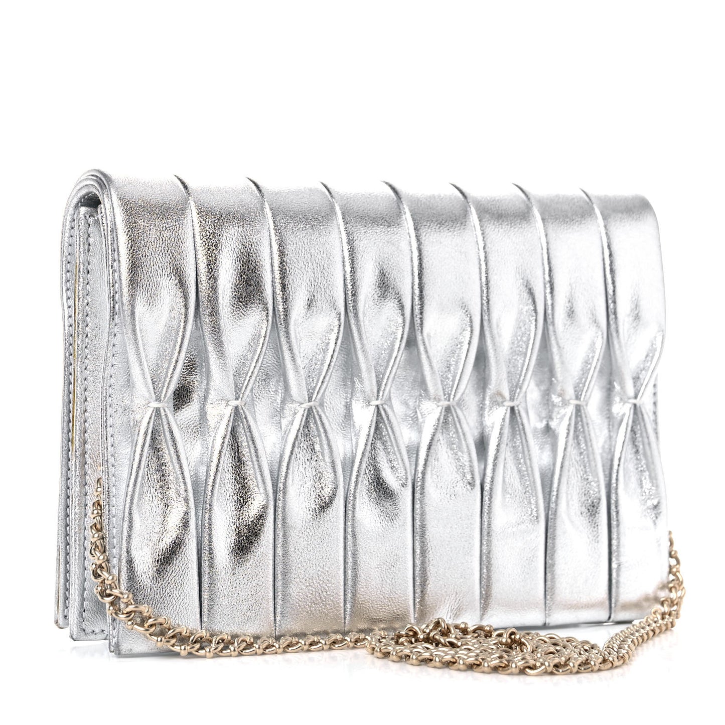 Metallic Lambskin Sac Pochette Argent