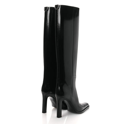 Saint Laurent Vitello Marilyn Nina 95 Knee High Boots 38 Black 5 of 11
