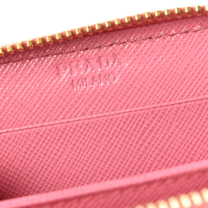 Prada Saffiano Metal Zip Coin Purse Geranio 6 of 10