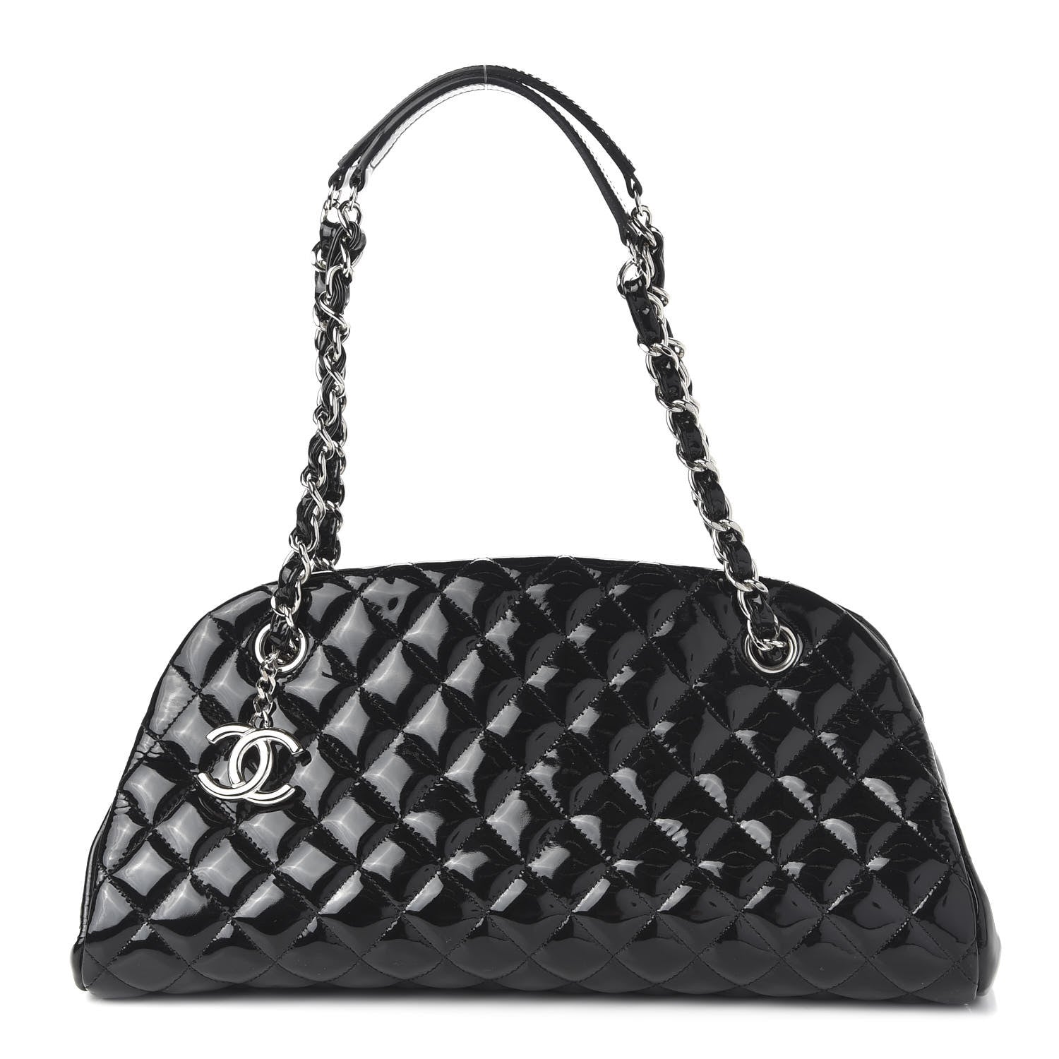 Chanel Patent Quilted Medium Just Mademoiselle Bowling Bag Black 1 of 10