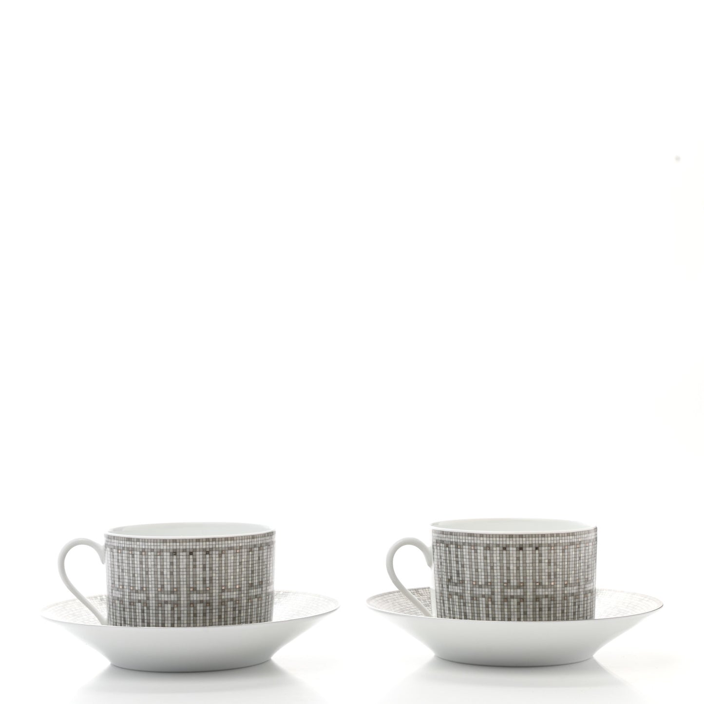 Porcelain Mosaique Au 24 Breakfast Cup And Saucer Set Of 2 Platine