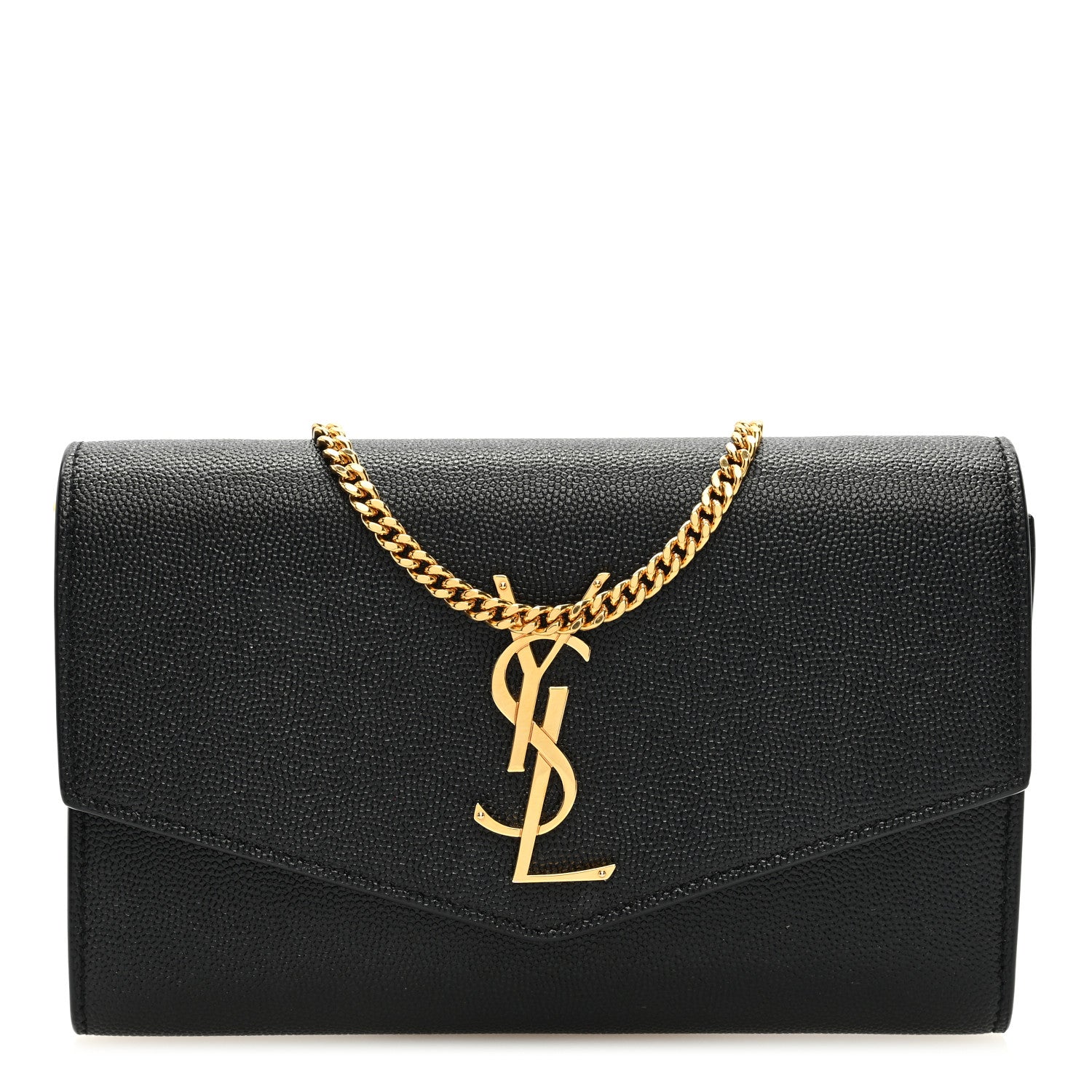 Saint Laurent Grain De Poudre Uptown Chain Wallet Black 1 of 10