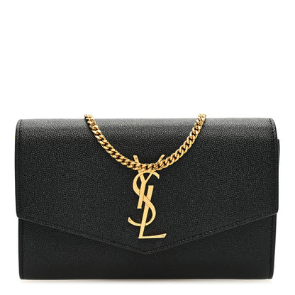 Saint Laurent Grain De Poudre Uptown Chain Wallet Black 1 of 10