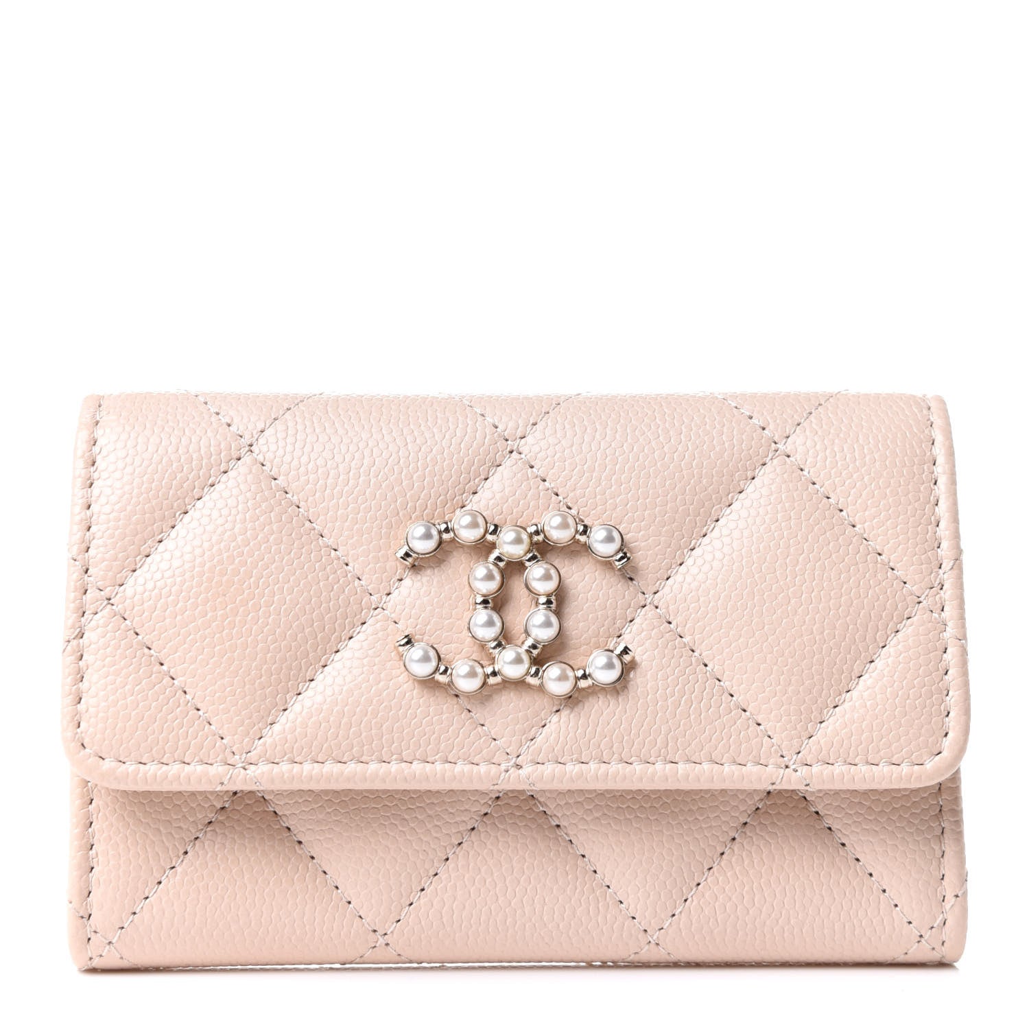Chanel Caviar Pearl Quilted Coco Candy Flap Card Holder Beige 1 of 8