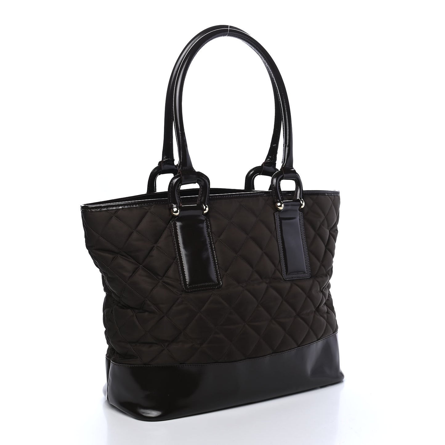 Nylon Quilted Tote Brown