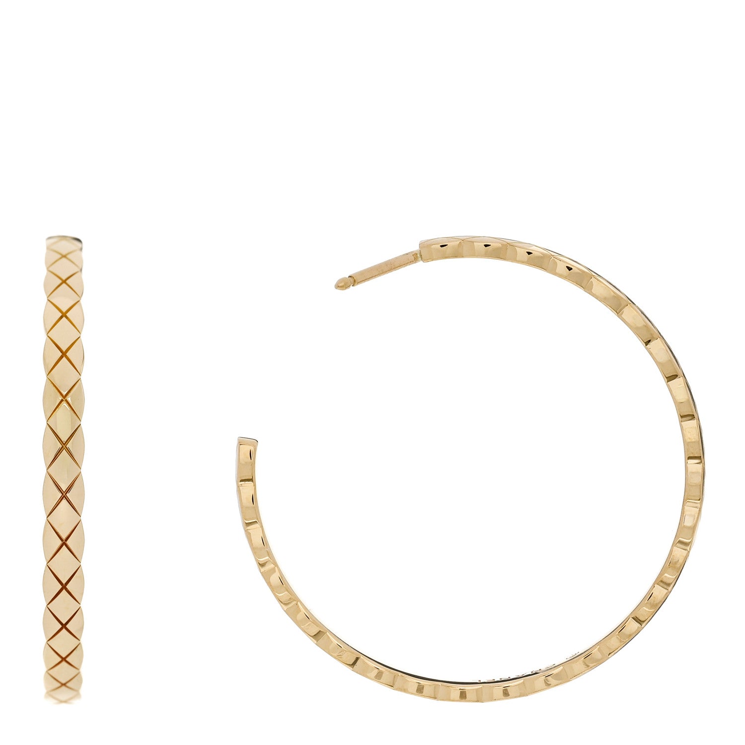 Chanel 18K Yellow Gold Large Coco Crush Hoop Earrings 1 of 6