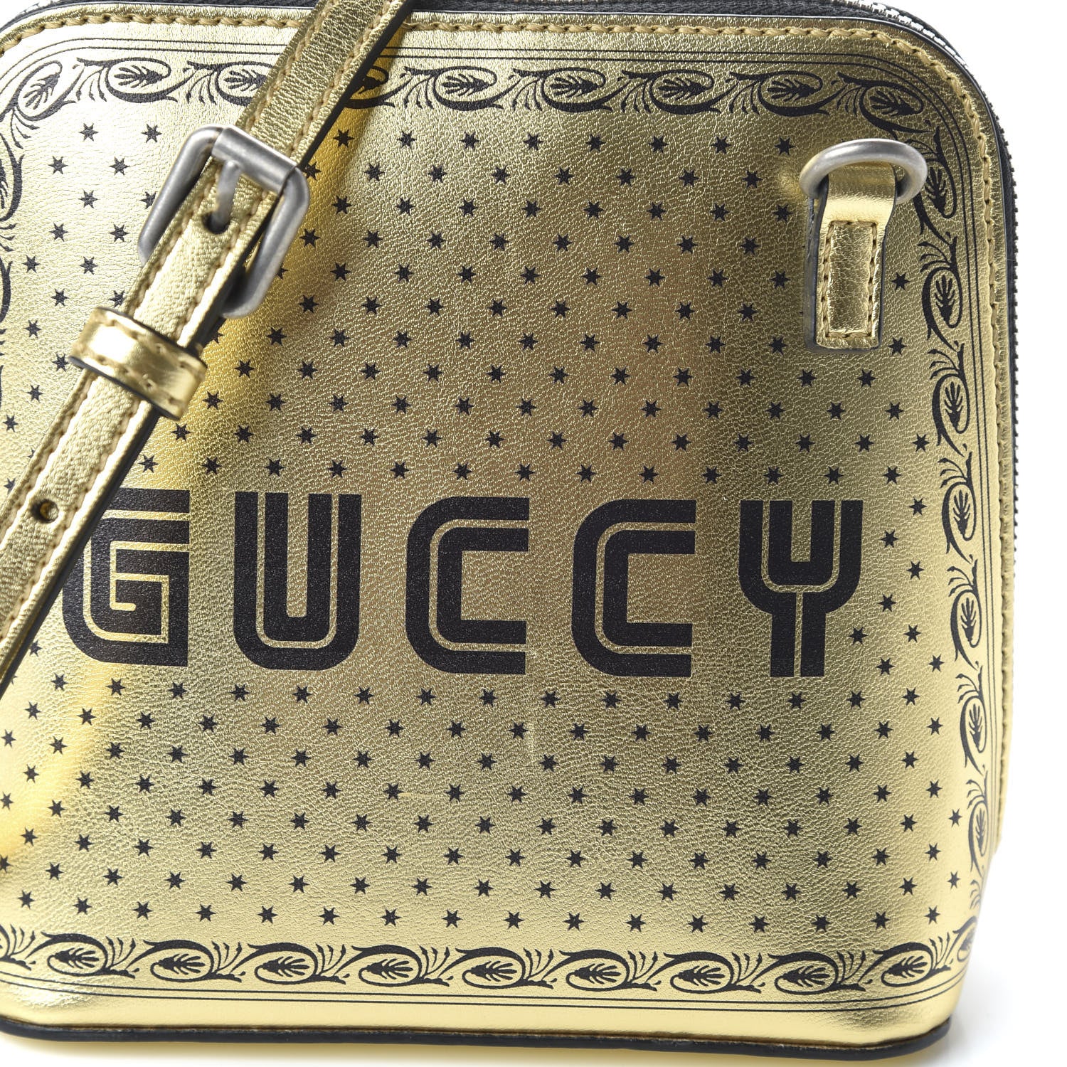 Gucci X SEGA Calfskin GUCCY Stars Mini Dome Shoulder Bag Gold 10 of 10
