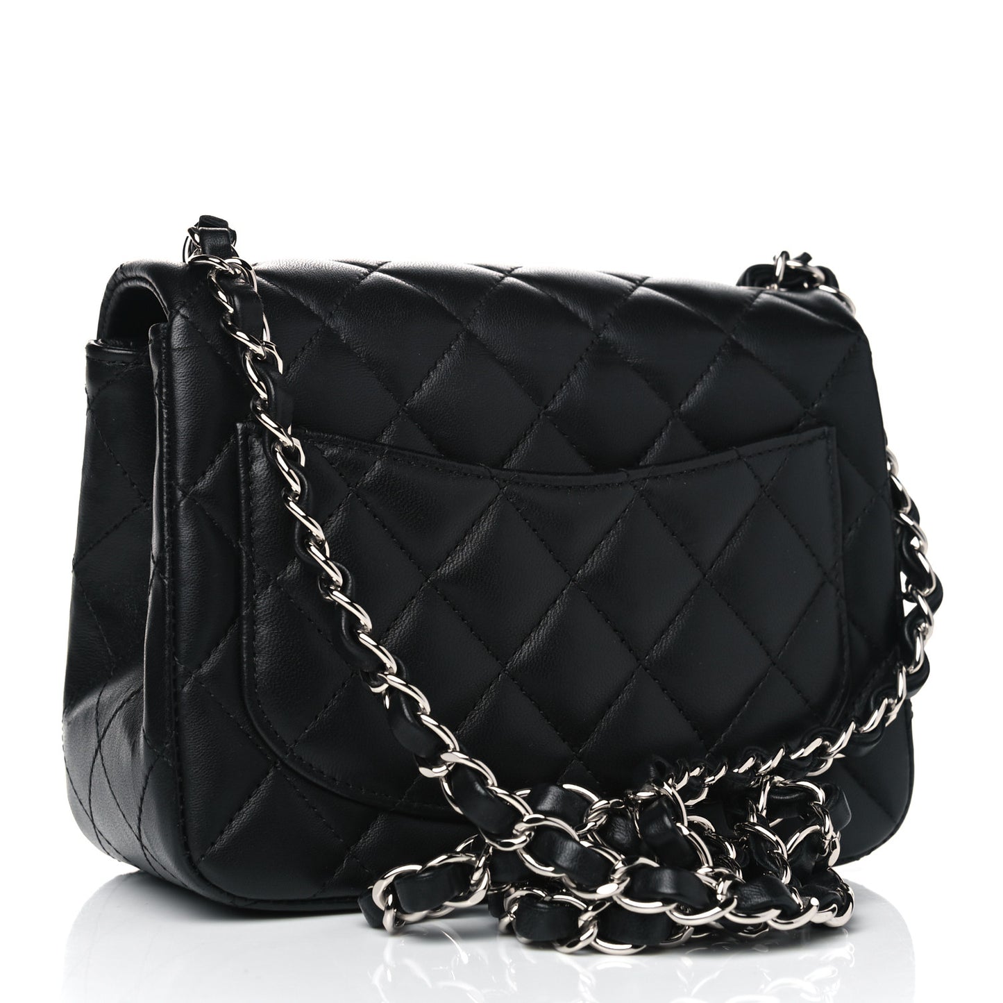Lambskin Quilted Mini Square Flap Black